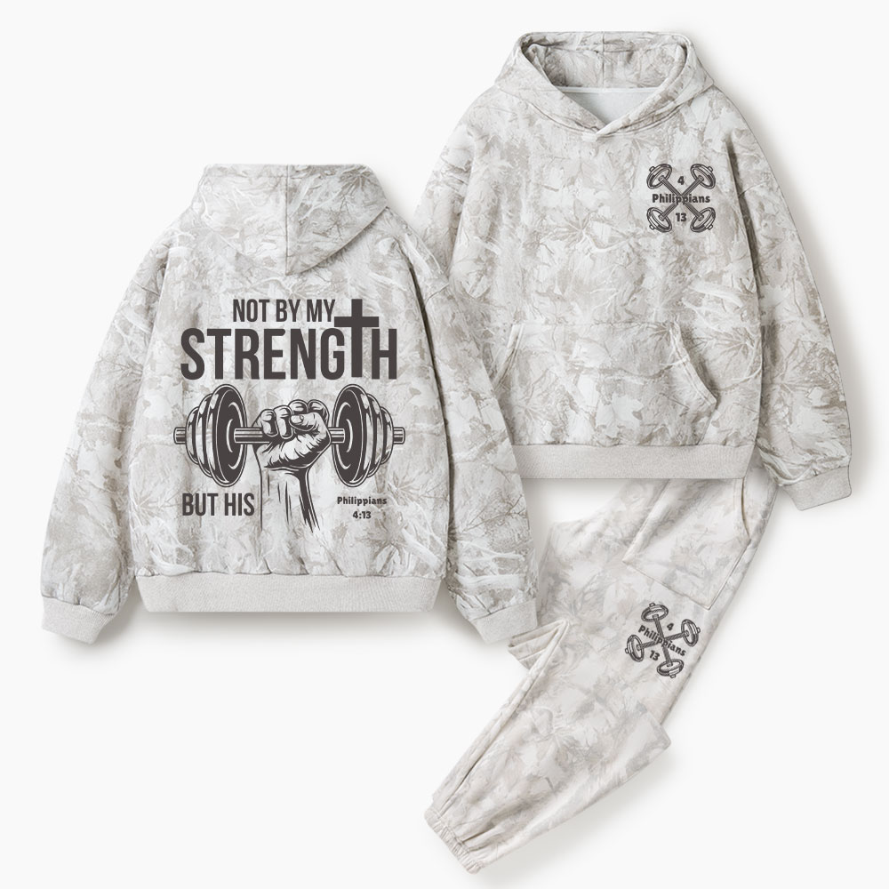 Not By My Strength But His Christian Camo Fleece Hoodie Set