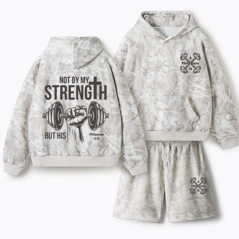 Not By My Strength But His Christian Camo Fleece Hoodie Set