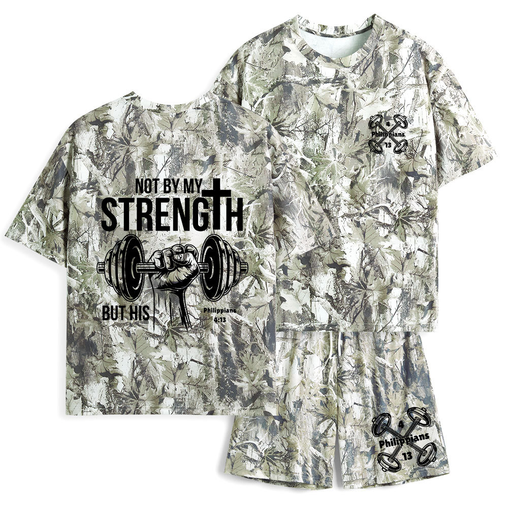 Not By My Strength But His Christian Camo T-Shirt & Shorts