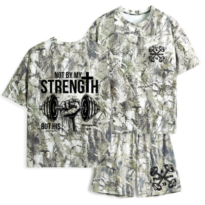 Not By My Strength But His Christian Camo T-Shirt & Shorts