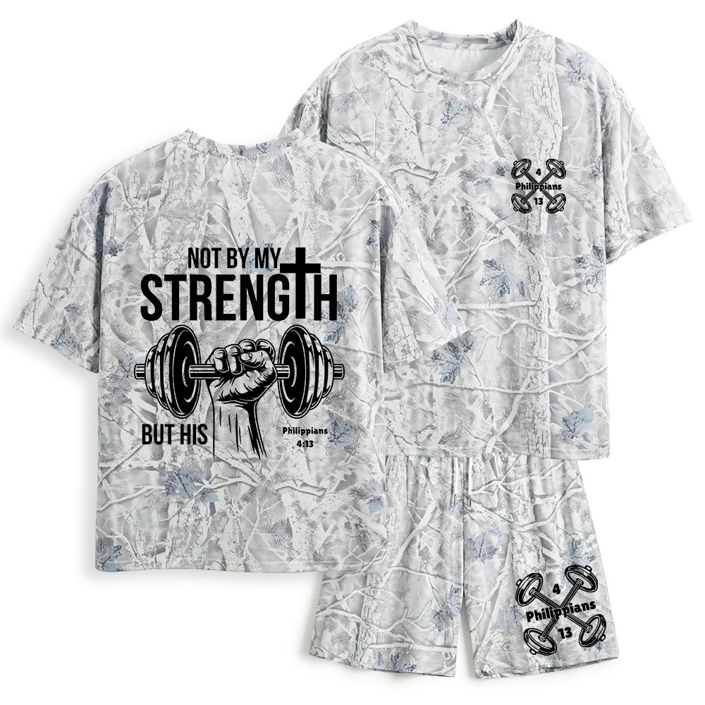 Not By My Strength But His Christian Camo T-Shirt & Shorts