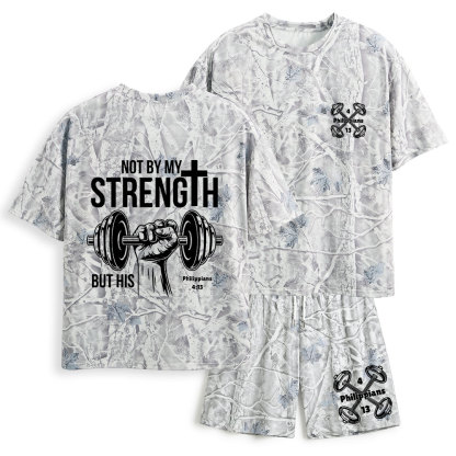 Not By My Strength But His Christian Camo T-Shirt & Shorts