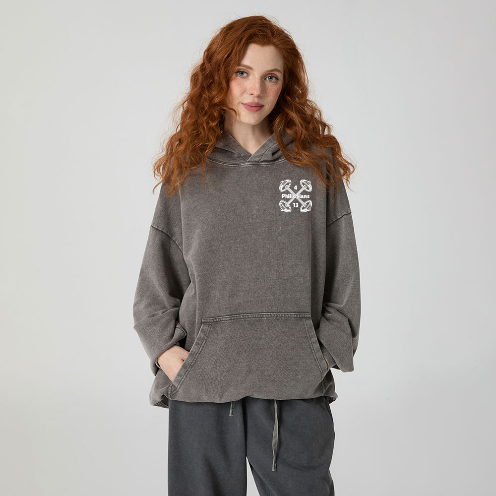 Not By My Strength But His Christian Washed Hoodie