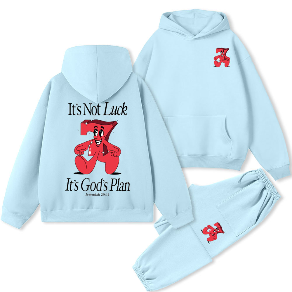 Not Luck God's Plan Christian Premium Matching Fleece Hoodie Set