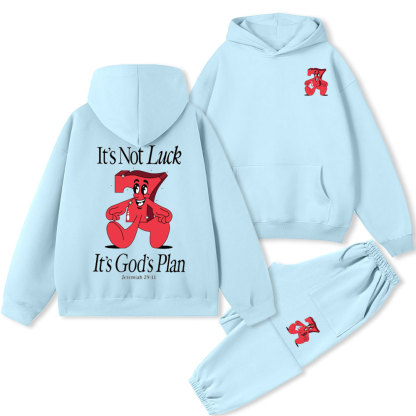 Not Luck God's Plan Christian Premium Matching Fleece Hoodie Set