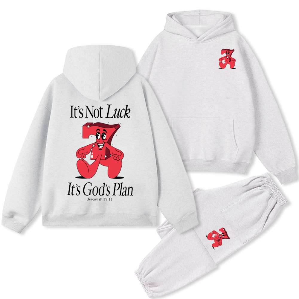 Not Luck God's Plan Christian Premium Matching Fleece Hoodie Set