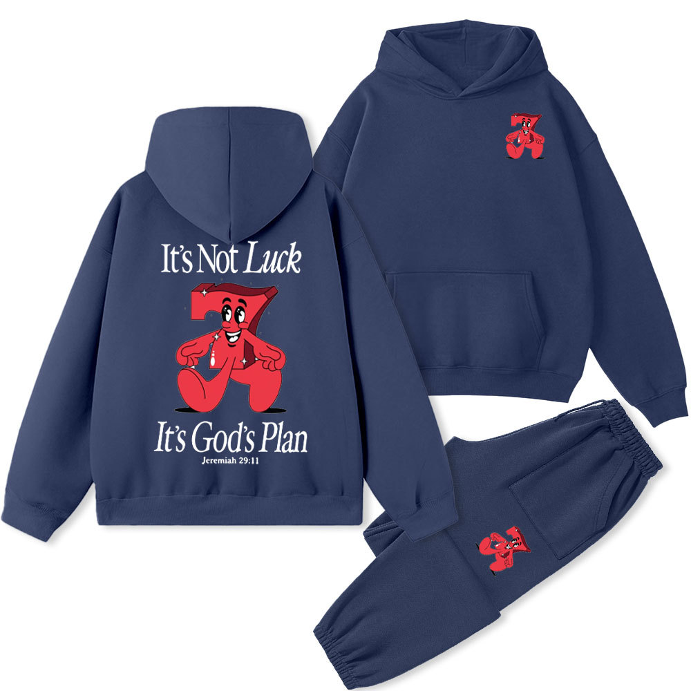 Not Luck God's Plan Christian Premium Matching Fleece Hoodie Set