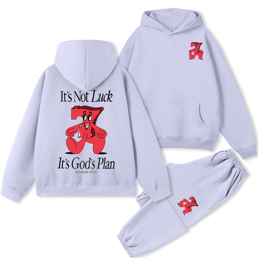 Not Luck God's Plan Christian Premium Matching Fleece Hoodie Set
