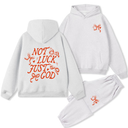 Not Luck Just God Christian Premium Fleece Hoodie Set
