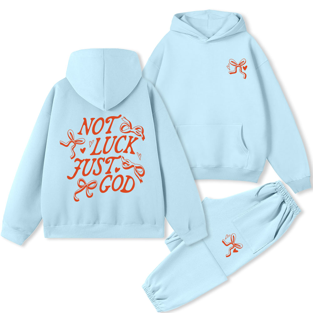 Not Luck Just God Christian Premium Fleece Hoodie Set