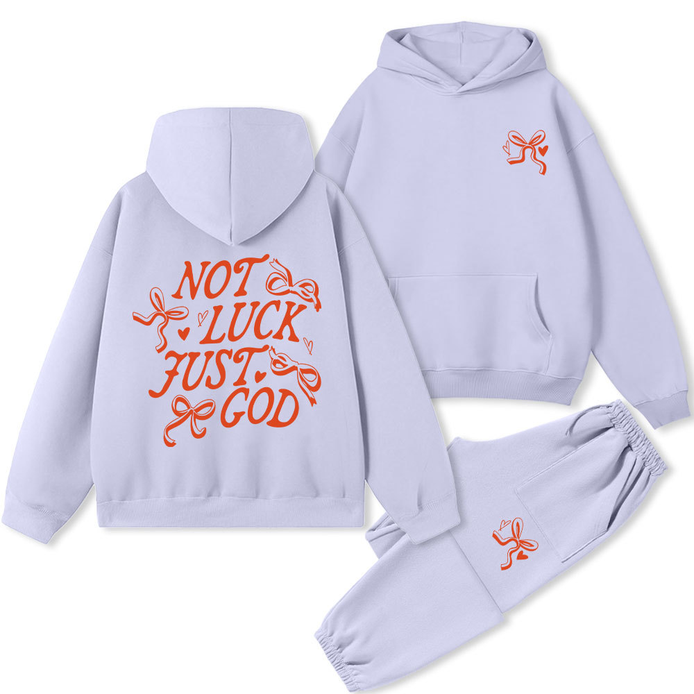 Not Luck Just God Christian Premium Fleece Hoodie Set