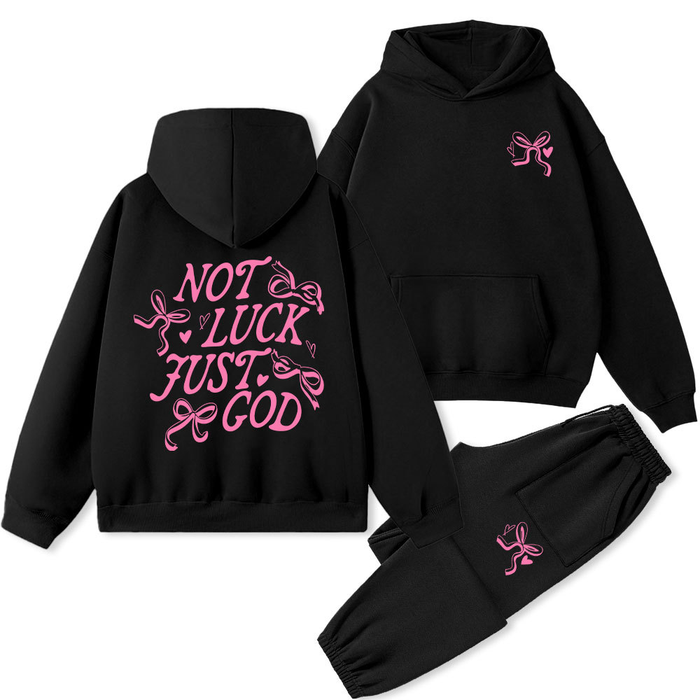 Not Luck Just God Christian Premium Fleece Hoodie Set