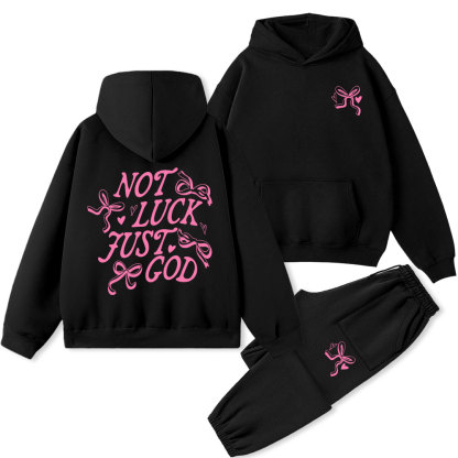 Not Luck Just God Christian Premium Fleece Hoodie Set
