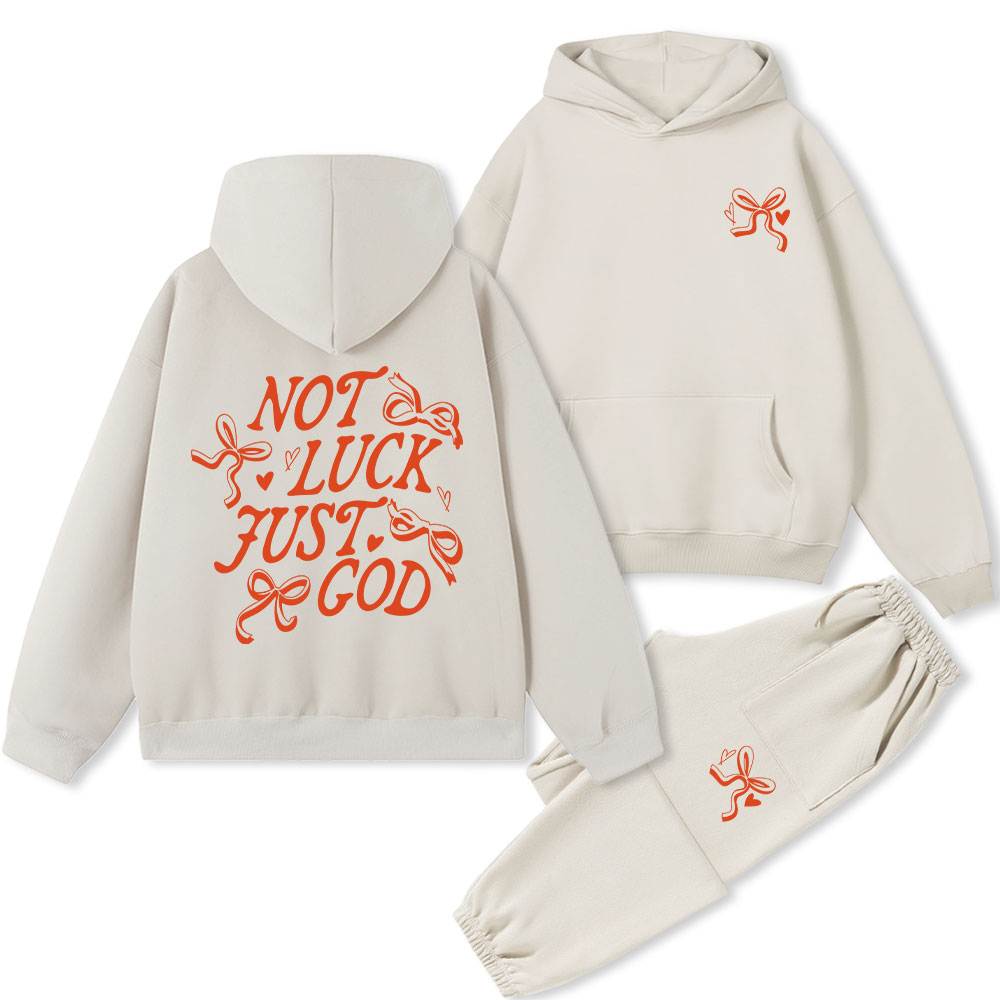 Not Luck Just God Christian Premium Fleece Hoodie Set