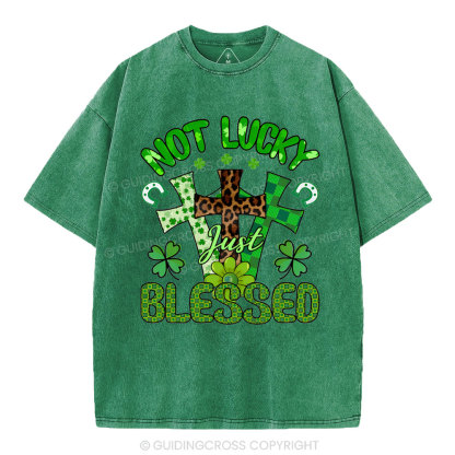 Not Lucky Just Bleessed Christian Washed T-Shirt