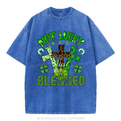 Not Lucky Just Bleessed Christian Washed T-Shirt