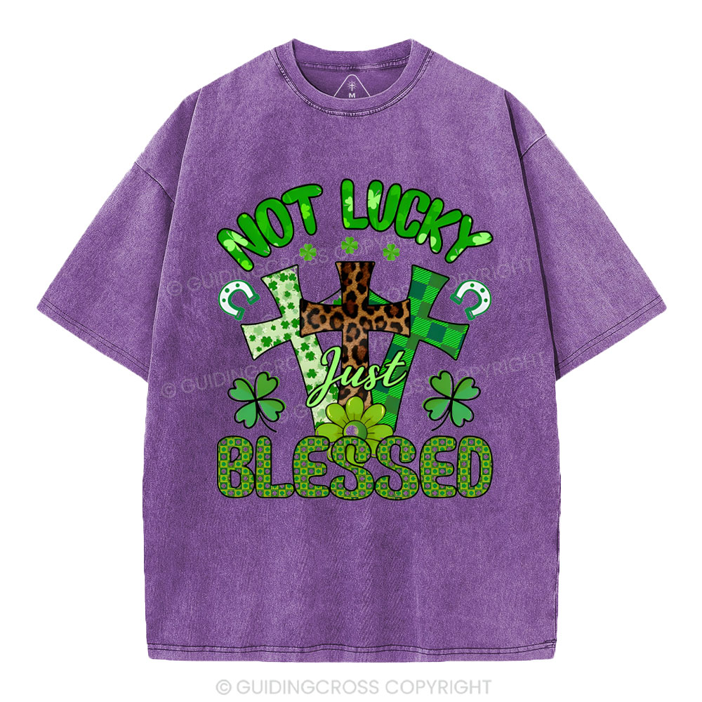 Not Lucky Just Bleessed Christian Washed T-Shirt