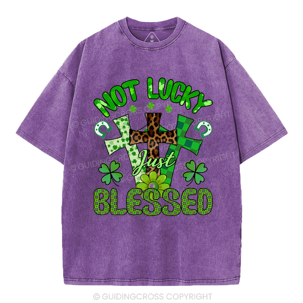 Not Lucky Just Bleessed Christian Washed T-Shirt