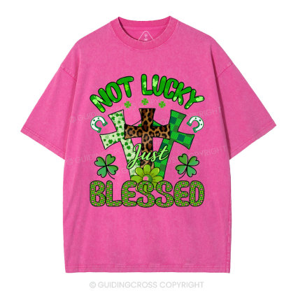 Not Lucky Just Bleessed Christian Washed T-Shirt