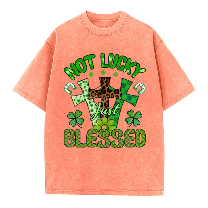 Not Lucky Just Bleessed Christian Washed T-Shirt