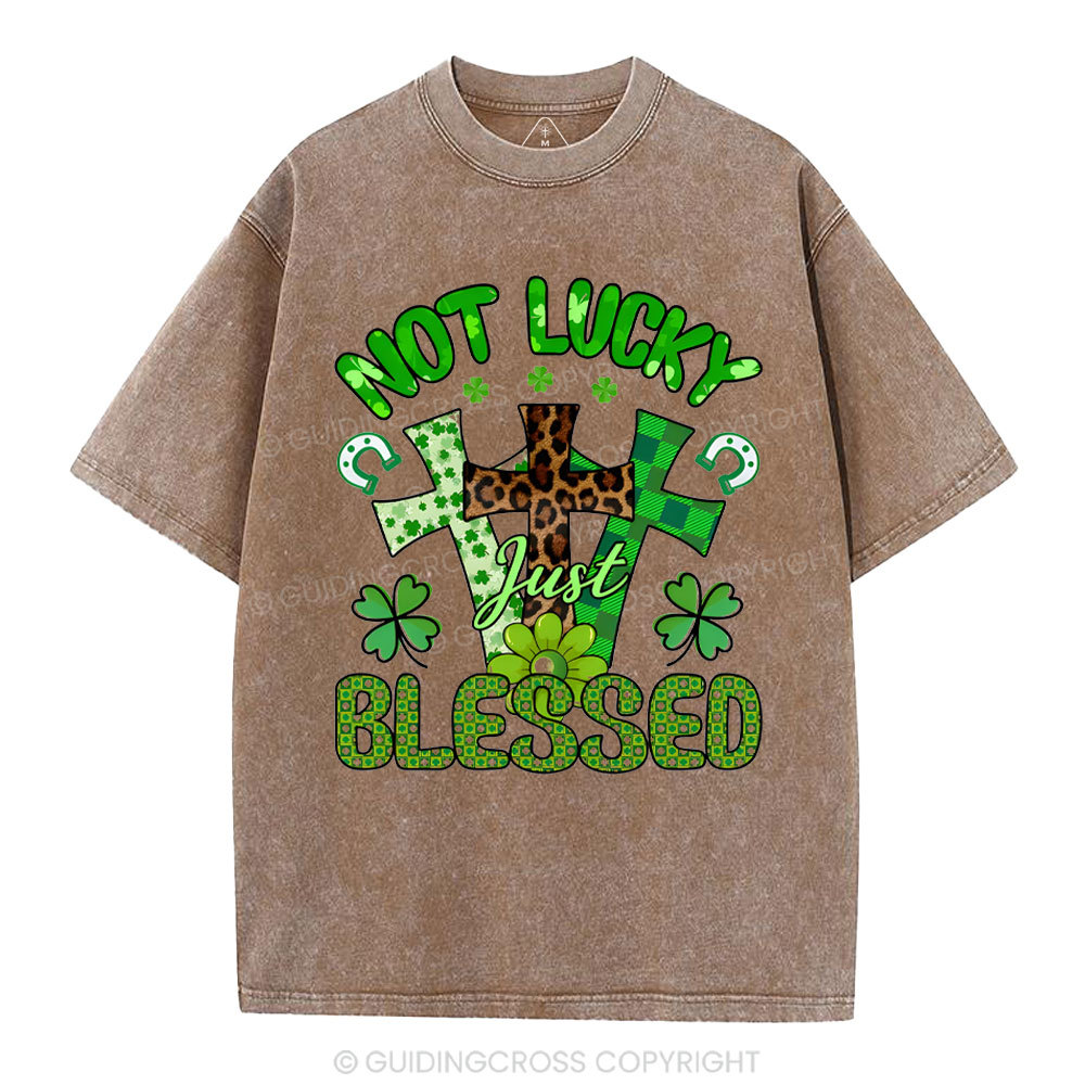 Not Lucky Just Bleessed Christian Washed T-Shirt