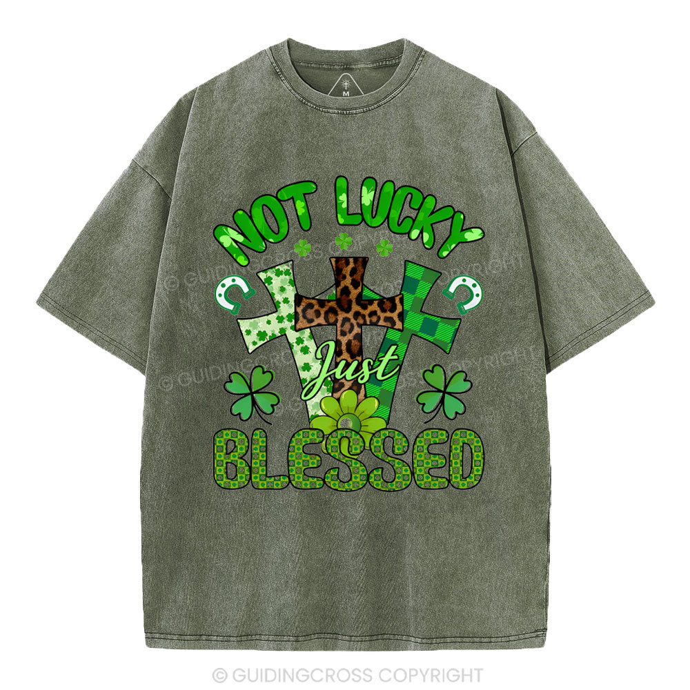 Not Lucky Just Bleessed Christian Washed T-Shirt