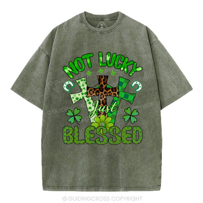 Not Lucky Just Bleessed Christian Washed T-Shirt