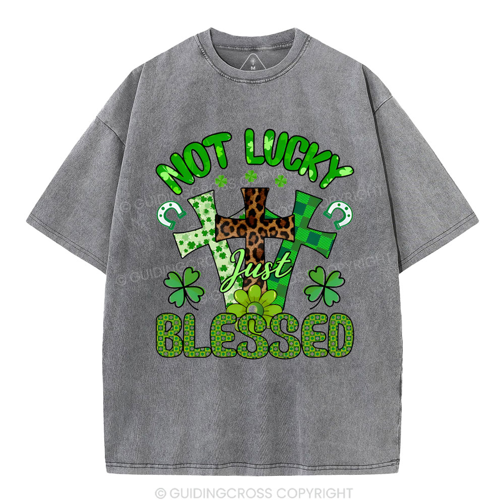Not Lucky Just Bleessed Christian Washed T-Shirt
