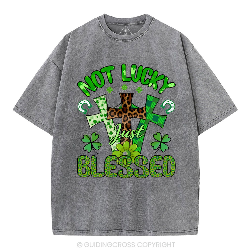 Not Lucky Just Bleessed Christian Washed T-Shirt