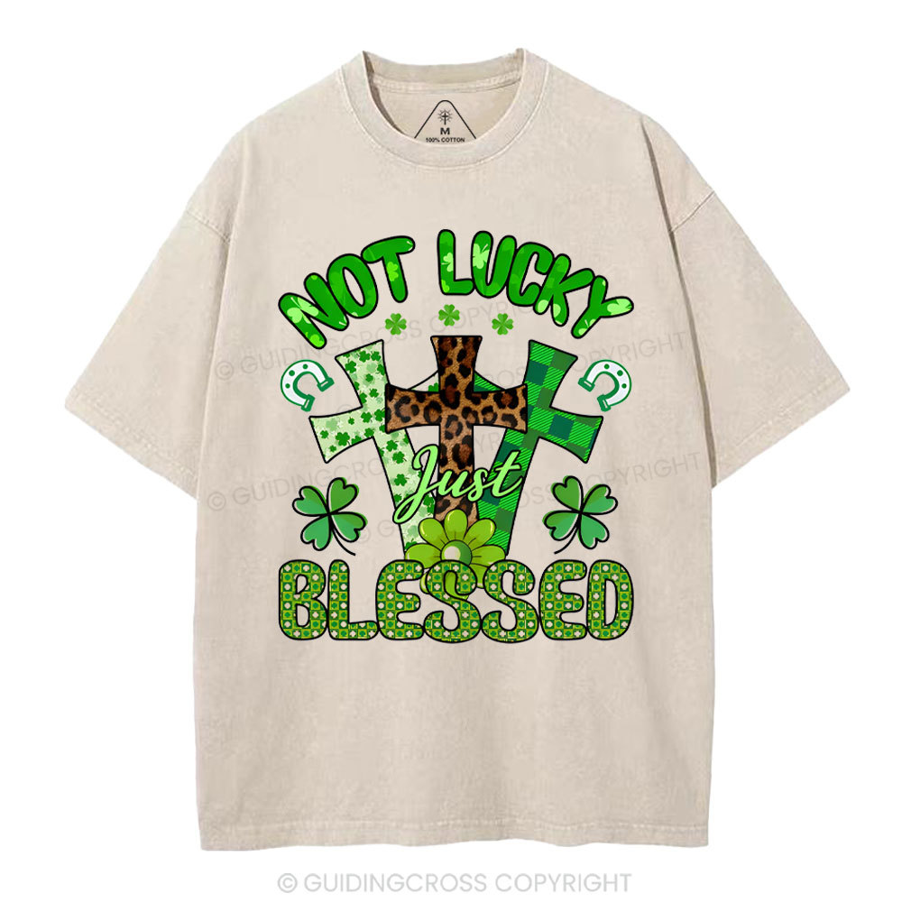 Not Lucky Just Bleessed Christian Washed T-Shirt