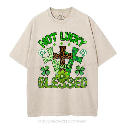 Not Lucky Just Bleessed Christian Washed T-Shirt