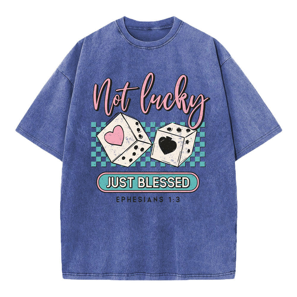 Not Lucky Just Blessed Christian Washed T-Shirt