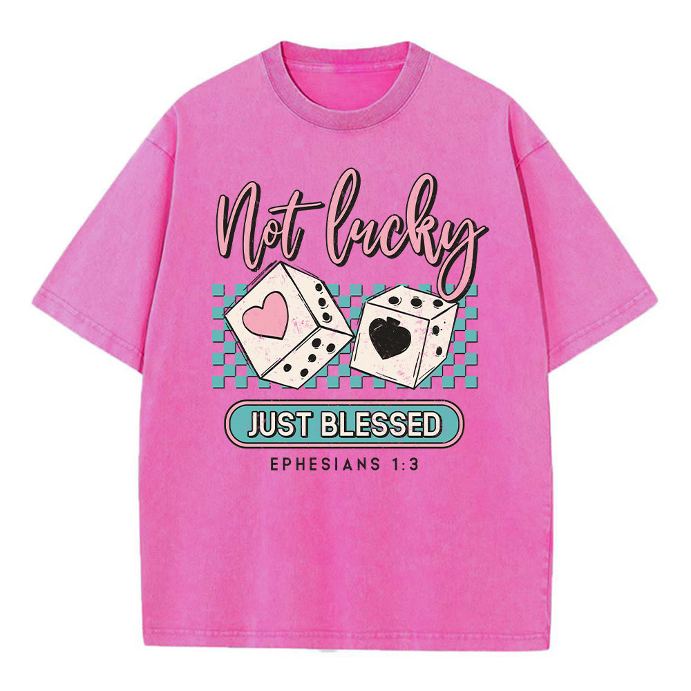 Not Lucky Just Blessed Christian Washed T-Shirt