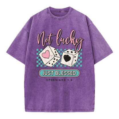 Not Lucky Just Blessed Christian Washed T-Shirt