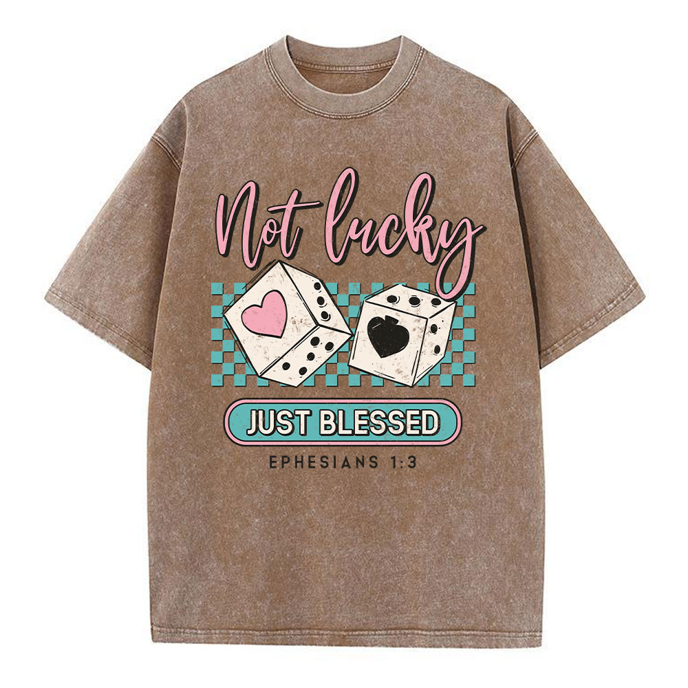 Not Lucky Just Blessed Christian Washed T-Shirt