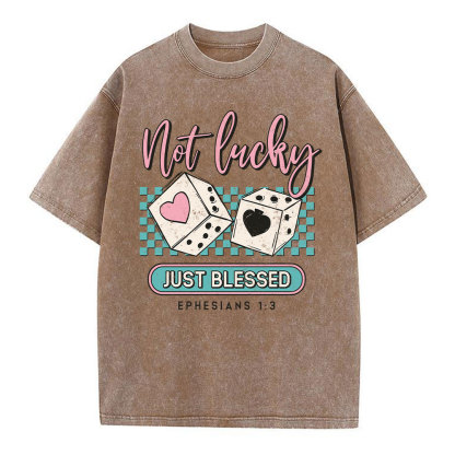 Not Lucky Just Blessed Christian Washed T-Shirt