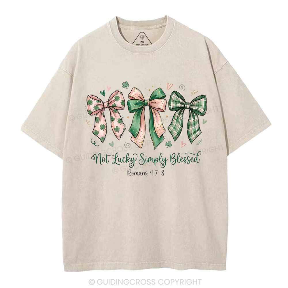 Not Lucky Simply Blessed Christian Washed T-Shirt