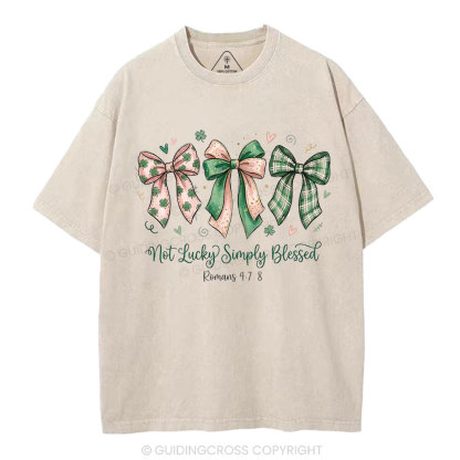 Not Lucky Simply Blessed Christian Washed T-Shirt