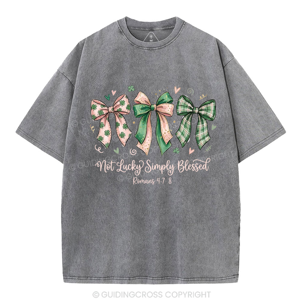Not Lucky Simply Blessed Christian Washed T-Shirt