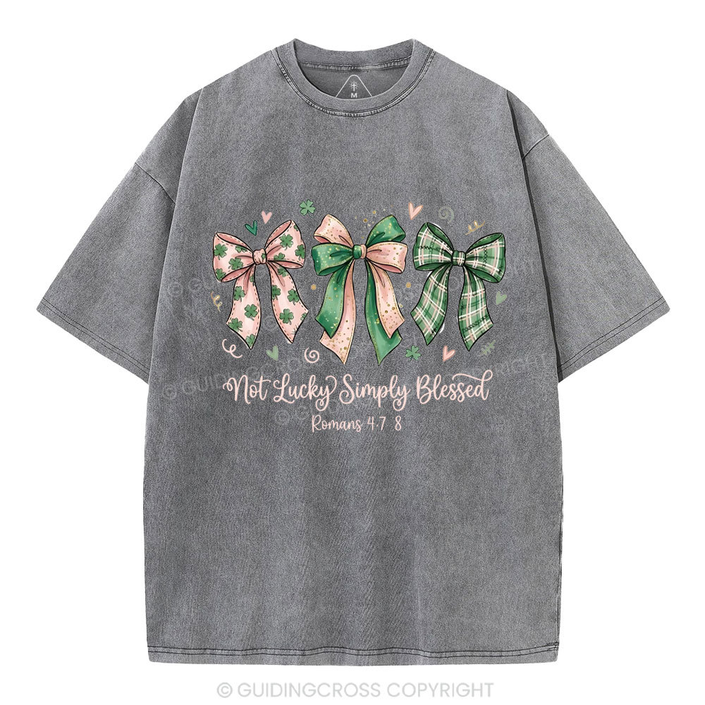 Not Lucky Simply Blessed Christian Washed T-Shirt