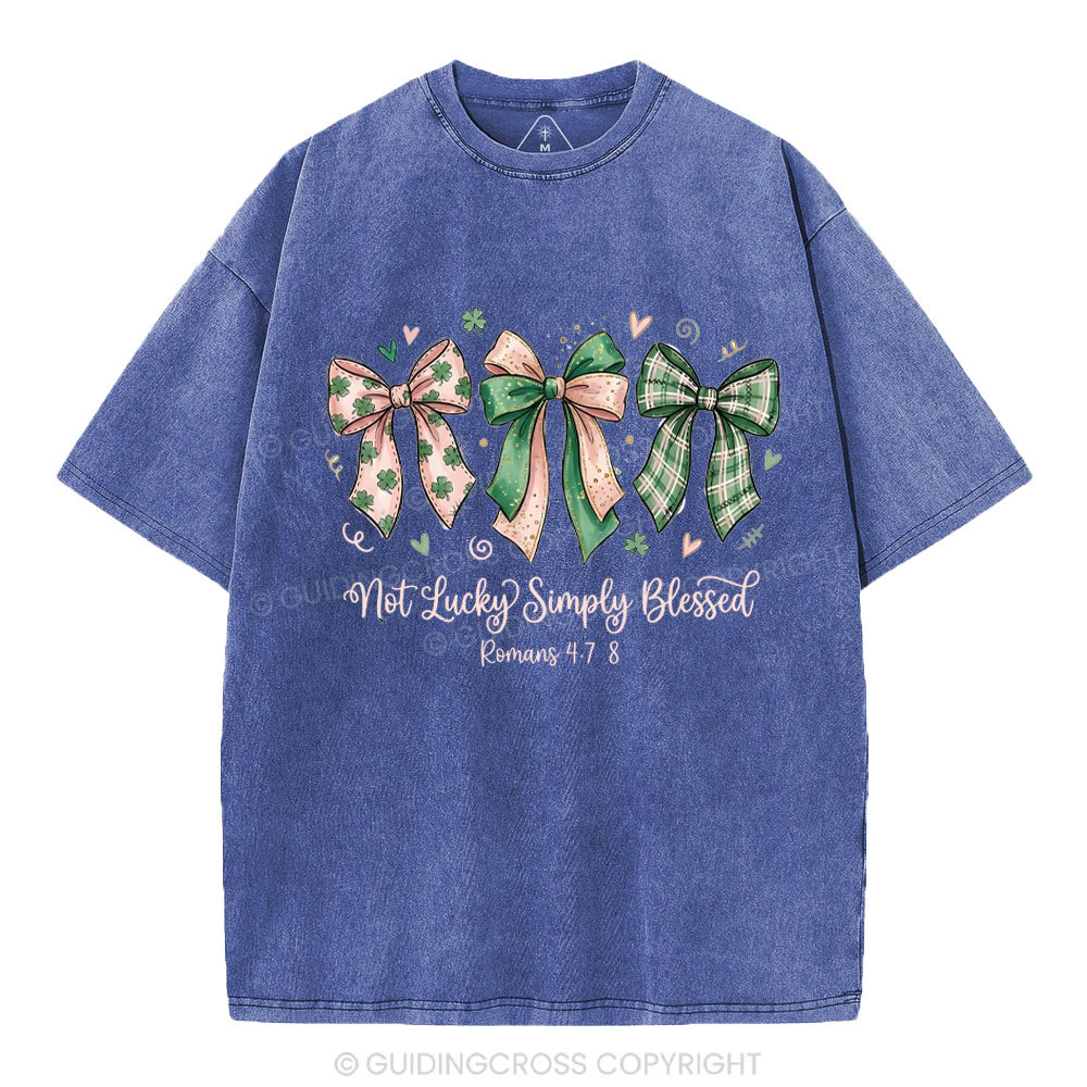 Not Lucky Simply Blessed Christian Washed T-Shirt