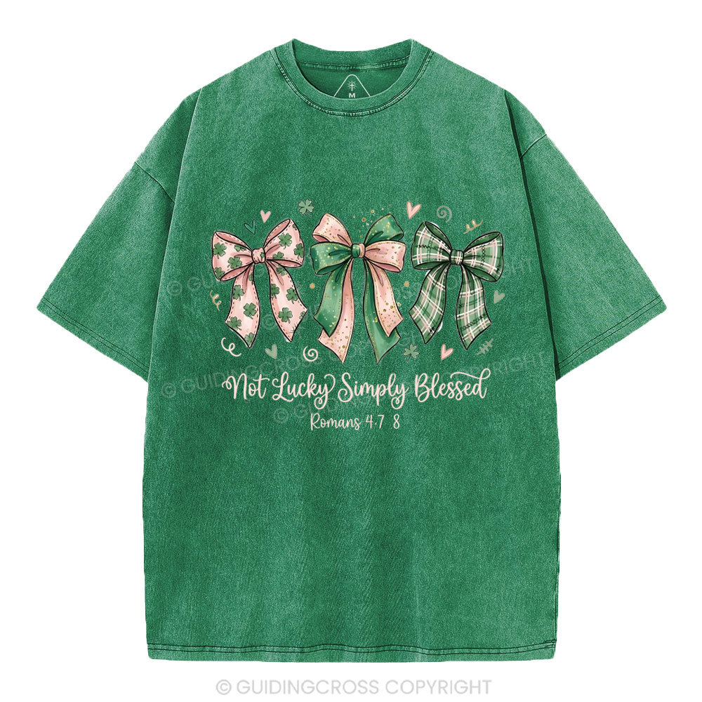 Not Lucky Simply Blessed Christian Washed T-Shirt