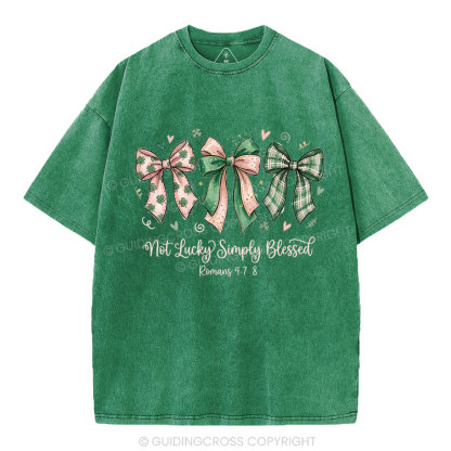 Not Lucky Simply Blessed Christian Washed T-Shirt