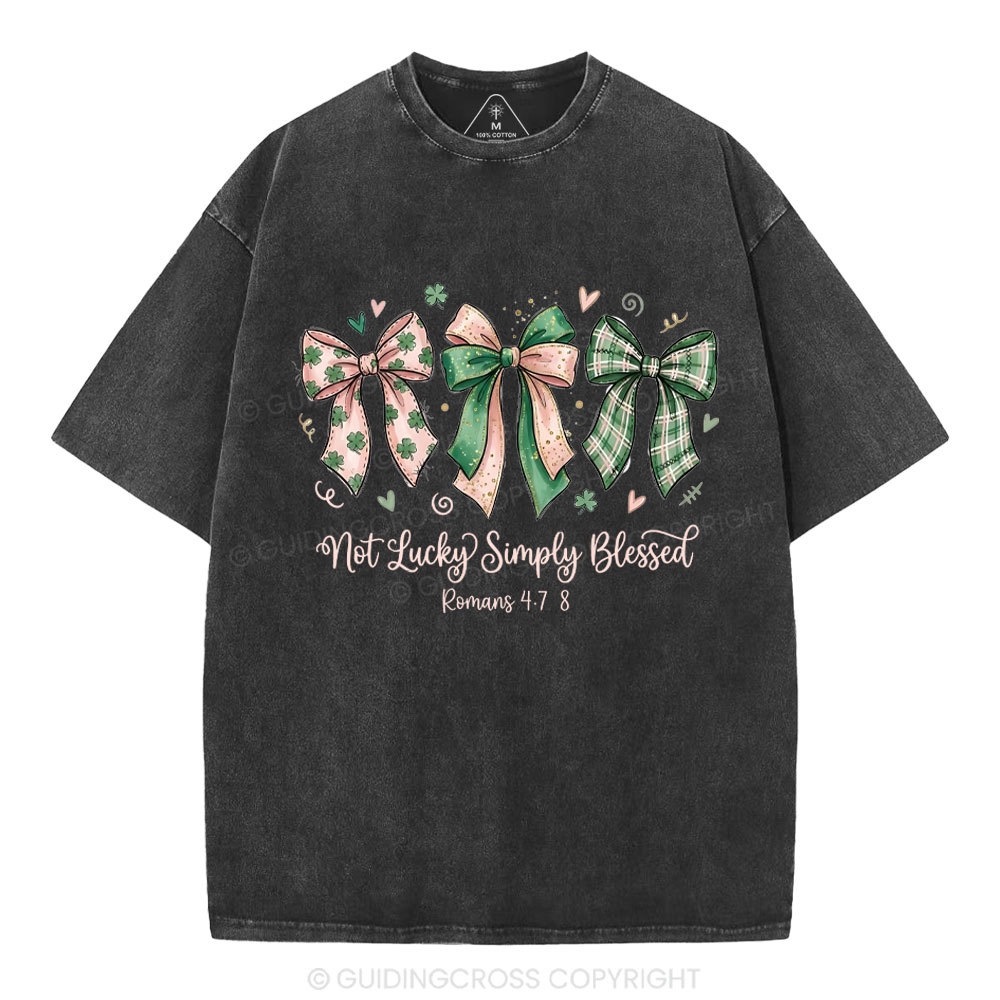 Not Lucky Simply Blessed Christian Washed T-Shirt