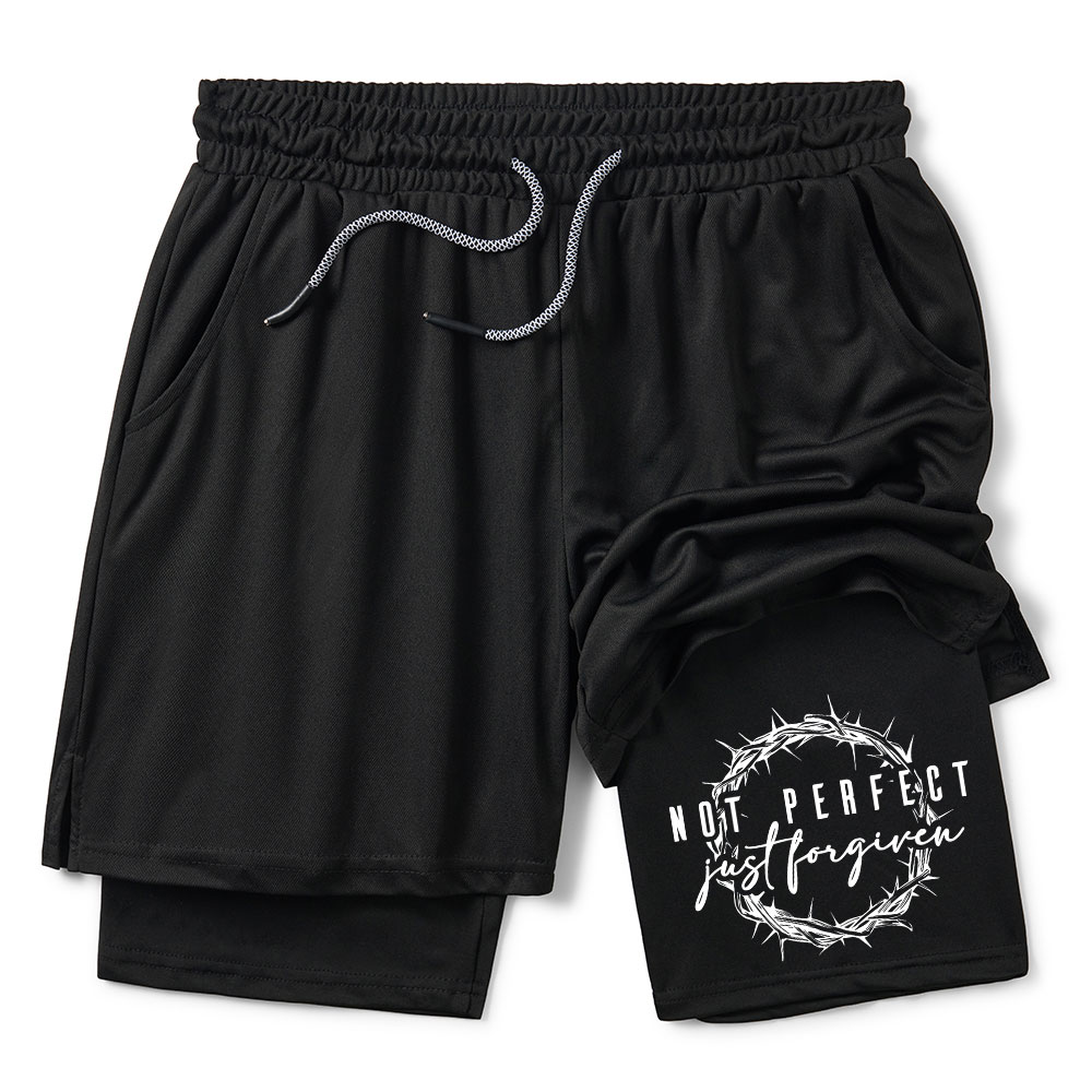Not Perfect Just Forgiven Christian Performance Shorts