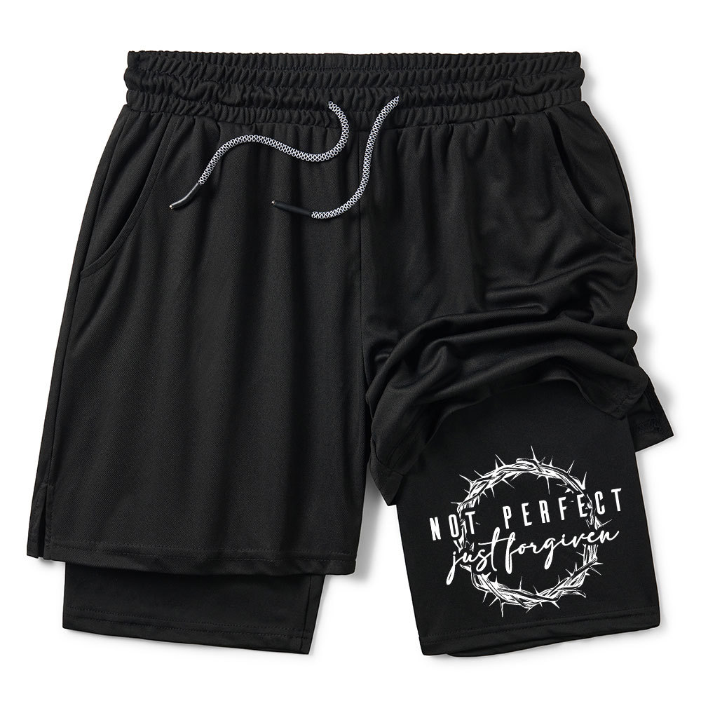 Not Perfect Just Forgiven Christian Performance Shorts