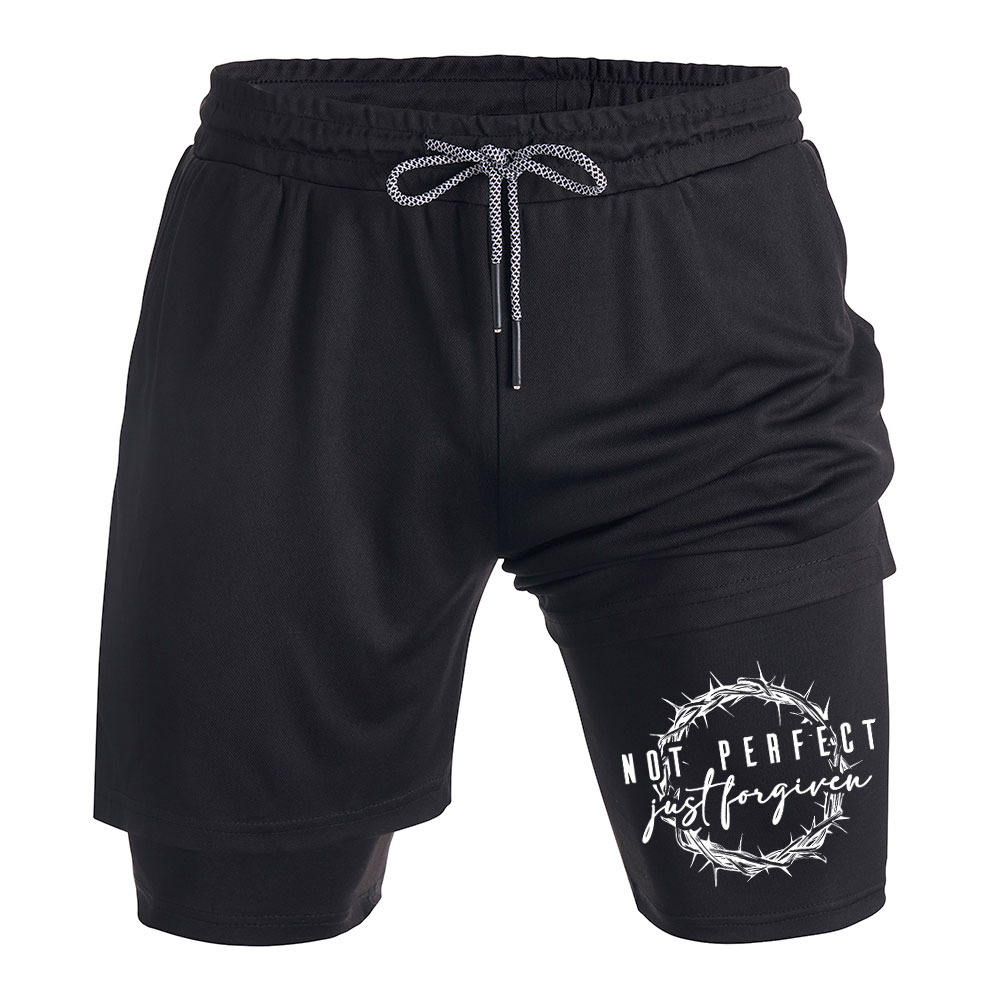 Not Perfect Just Forgiven Christian Performance Shorts