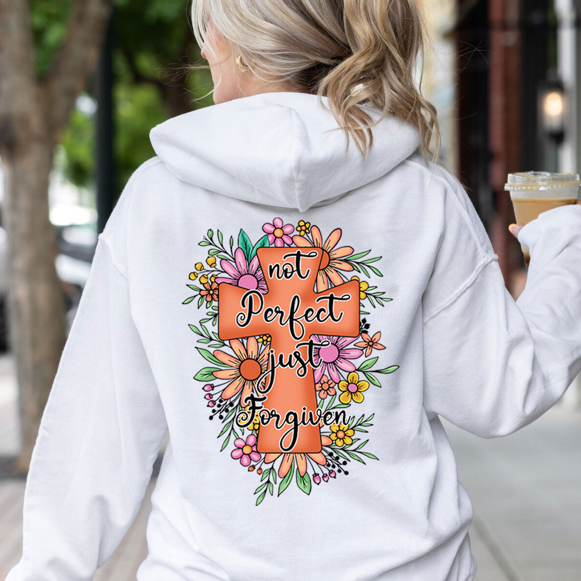 Not Perfect Just Forgiven Christian Hoodie