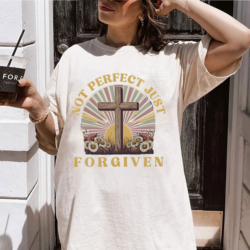 Not Perfect Just Forgiven Christian Washed T-Shirt