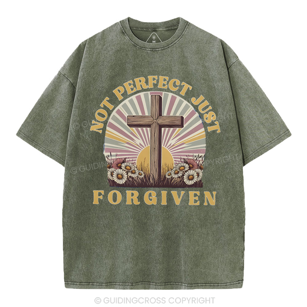Not Perfect Just Forgiven Christian Washed T-Shirt
